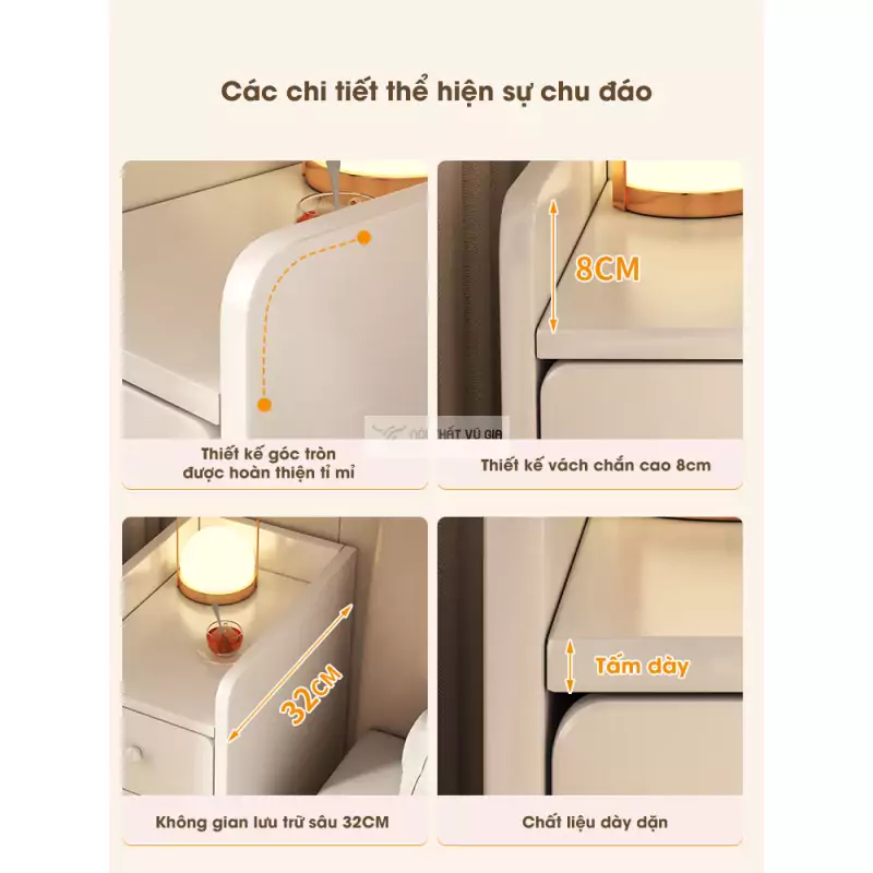 chi tiết thiết kế của Kệ đầu giường thiết kế nhỏ gọn, tối ưu không gian BR62