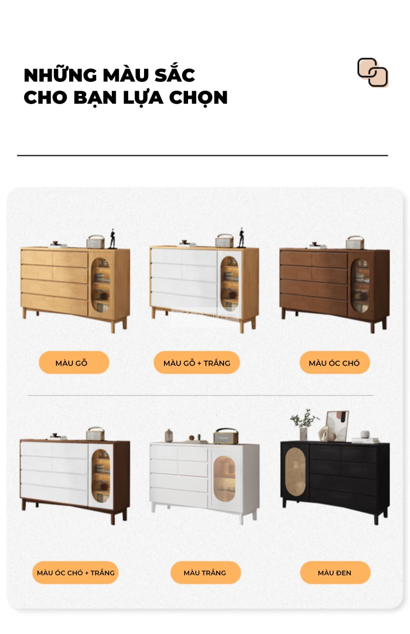 t&ugrave;y chọn m&agrave;u sắc của Kệ gỗ tự nhi&ecirc;n thiết kế nhiều ngăn LV58