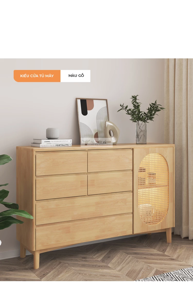 Kệ gỗ tự nhi&ecirc;n thiết kế nhiều ngăn LV58