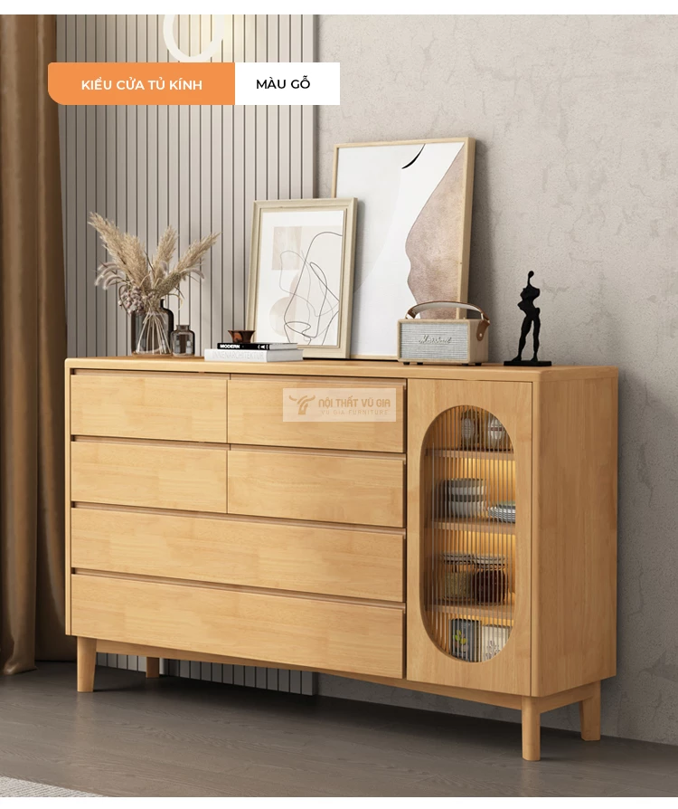 Kệ gỗ tự nhi&ecirc;n thiết kế nhiều ngăn LV58