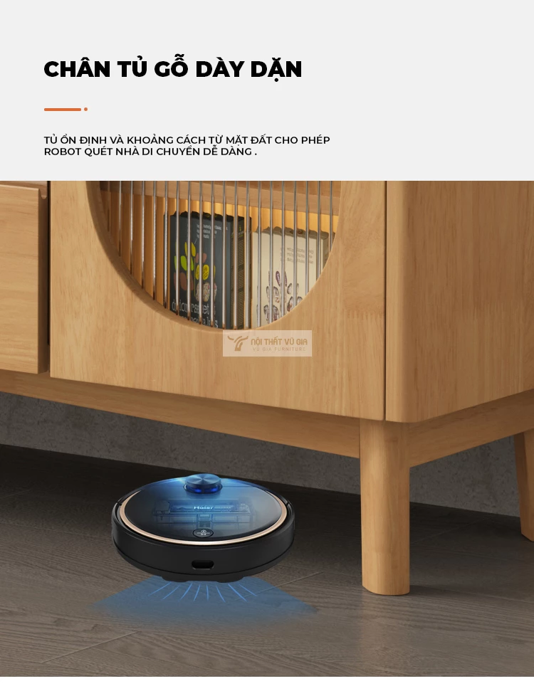 thiết kế ch&acirc;n tủ chắc chắn của Kệ gỗ tự nhi&ecirc;n thiết kế nhiều ngăn LV58