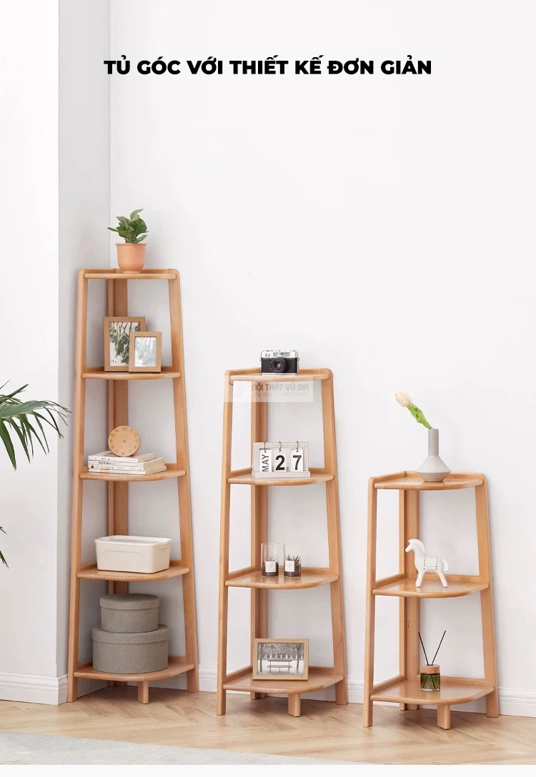 Kệ góc gỗ tự nhiên thanh lịch, tối ưu CBK13