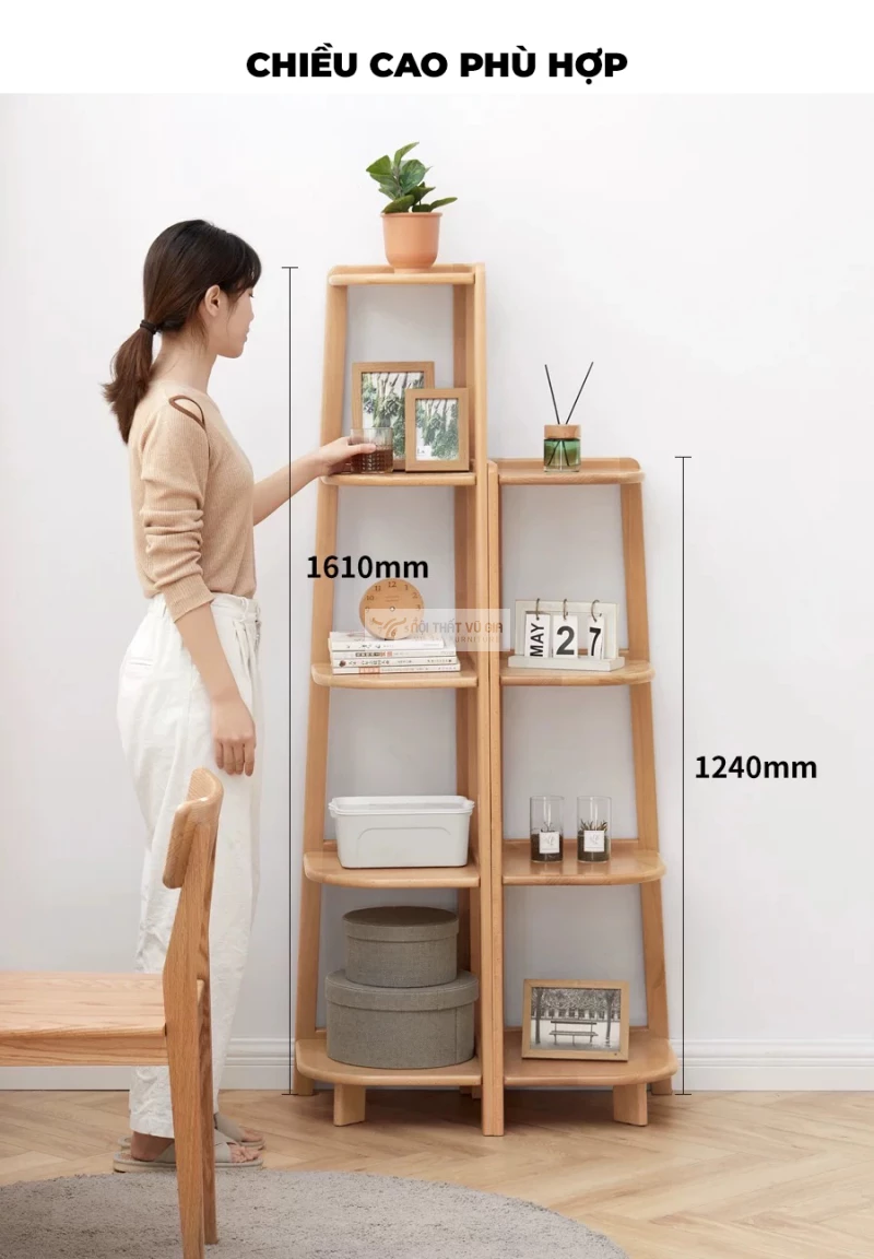 thiết kế chiều cao khoa học của Kệ góc gỗ tự nhiên thanh lịch, tối ưu CBK13
