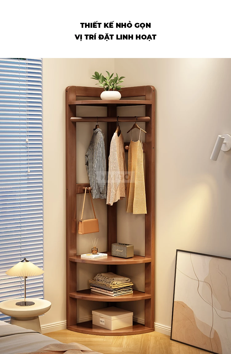 Kệ Góc Phòng Ngủ Gỗ Tự Nhiên Haigo KT368