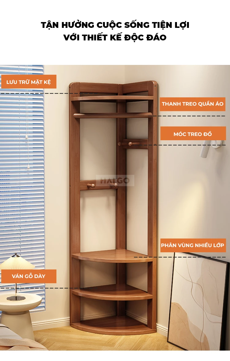 Kệ Góc Phòng Ngủ Gỗ Tự Nhiên Haigo KT368