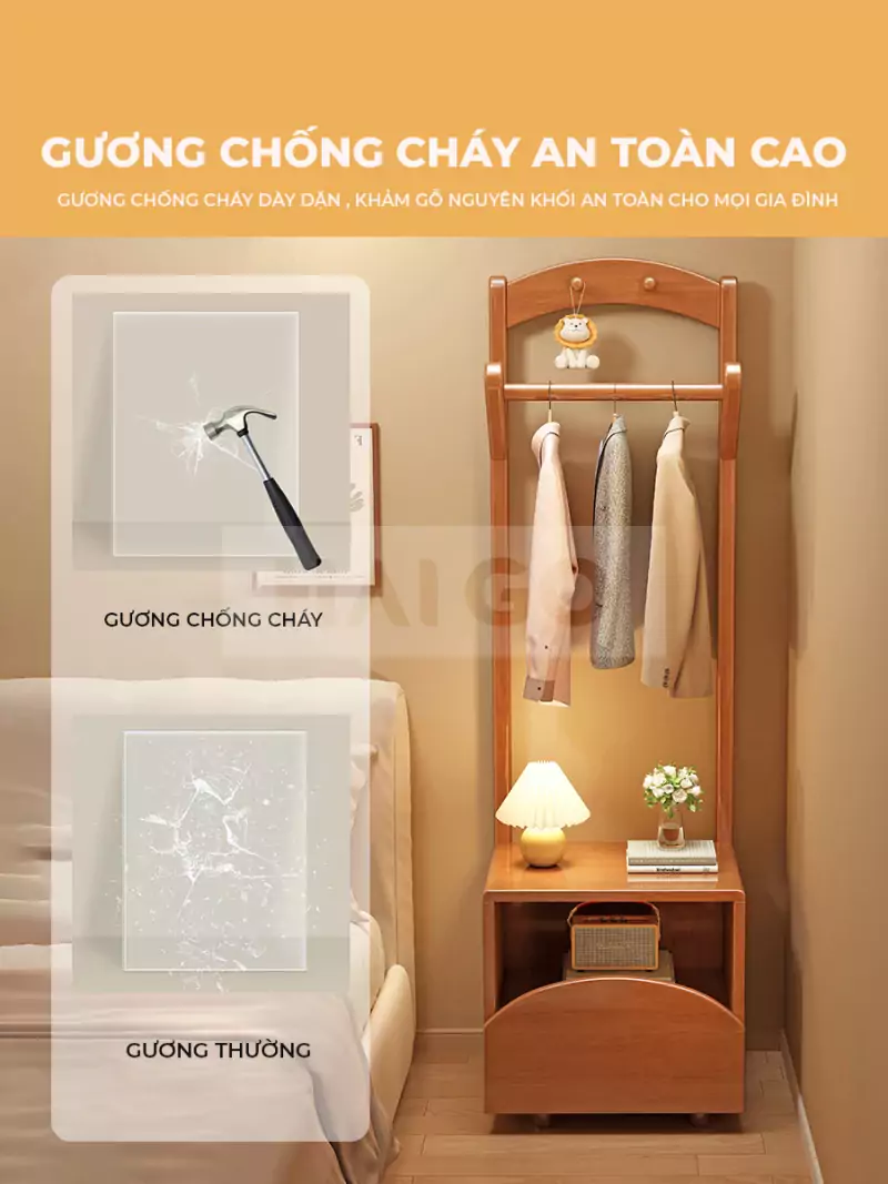 Kệ Gương Phong Cách Hiện Đại Gỗ Tự Nhiên Haigo TG081