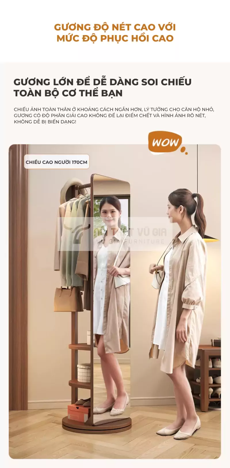 Kệ gương xoay đa năng PN59 trang bị gương cao cấp, sắc nét