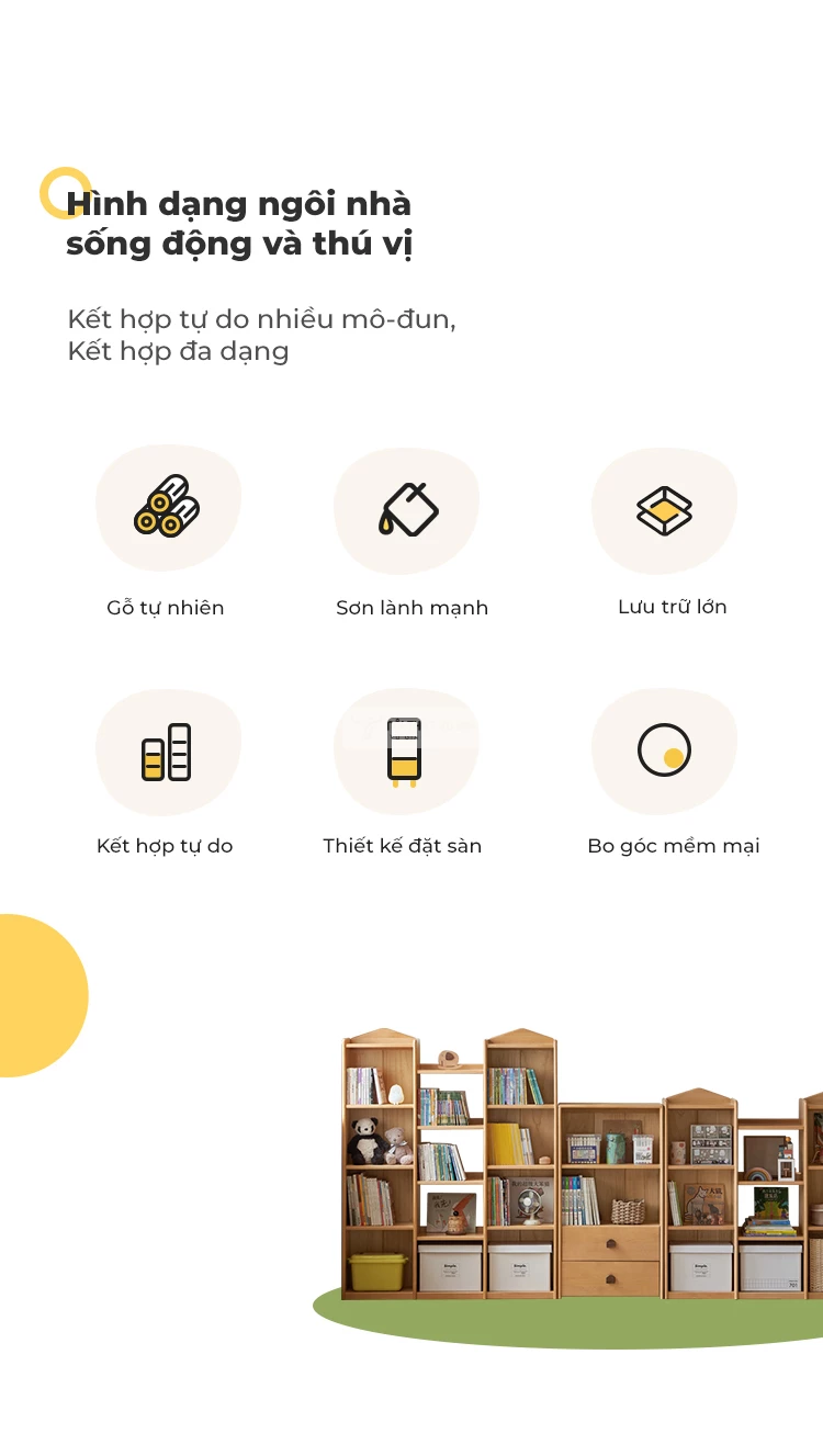 ưu điểm của Kệ sách cho bé gỗ tự nhiên cao cấp TE56