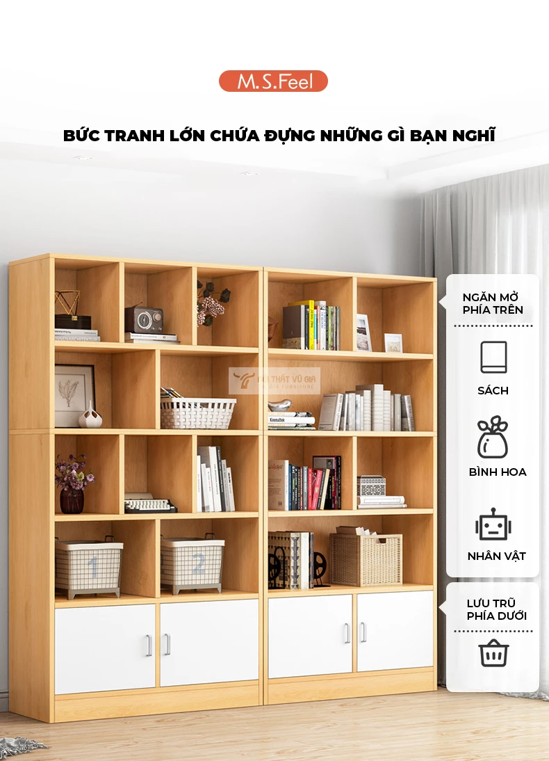 thiết kế lưu trữ đa dạng của Kệ sách  đa lưu trữ thiết kế tối giản SD101