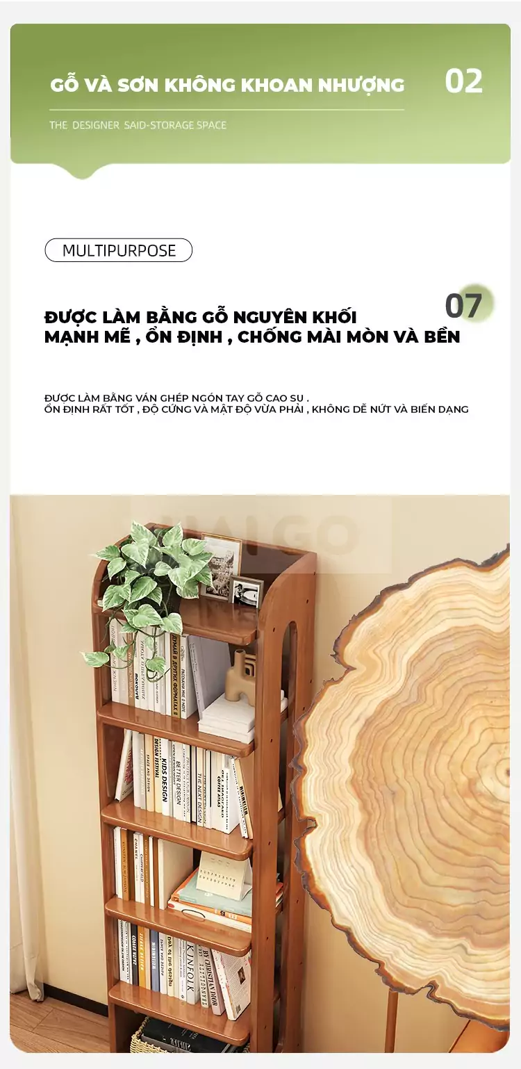 Kệ Sách Đa Năng Gỗ Tự Nhiên Haigo KS114