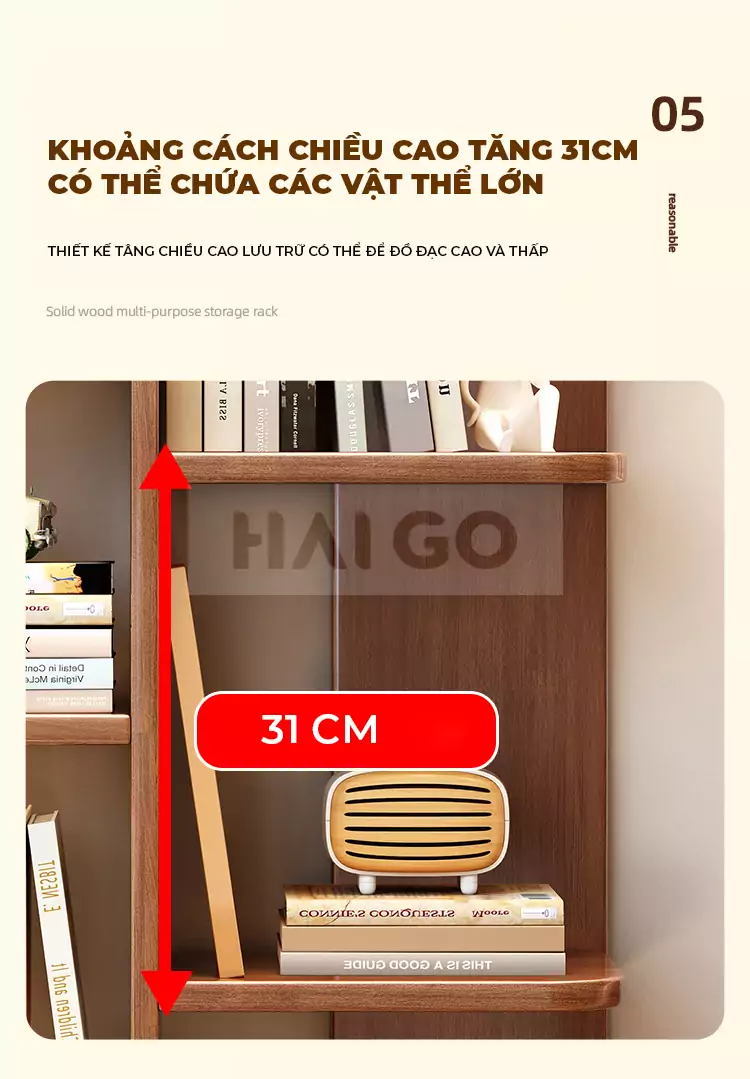 Kệ Sách Đa Năng Gỗ Tự Nhiên Haigo KS117