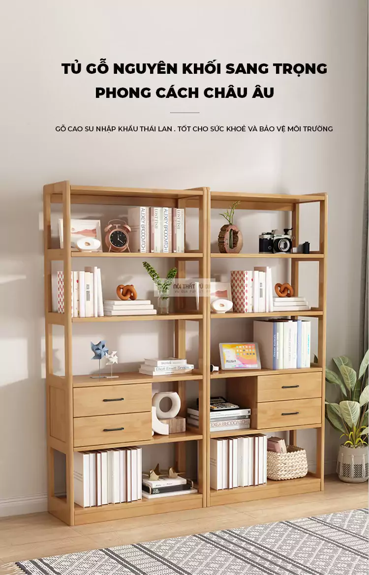 Kệ sách gỗ tự nhiên đa năng SD40