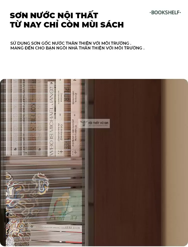 Kệ s&aacute;ch gỗ tự nhi&ecirc;n kết hợp c&aacute;nh sang trọng SD45 sử dụng chất liệu an to&agrave;n