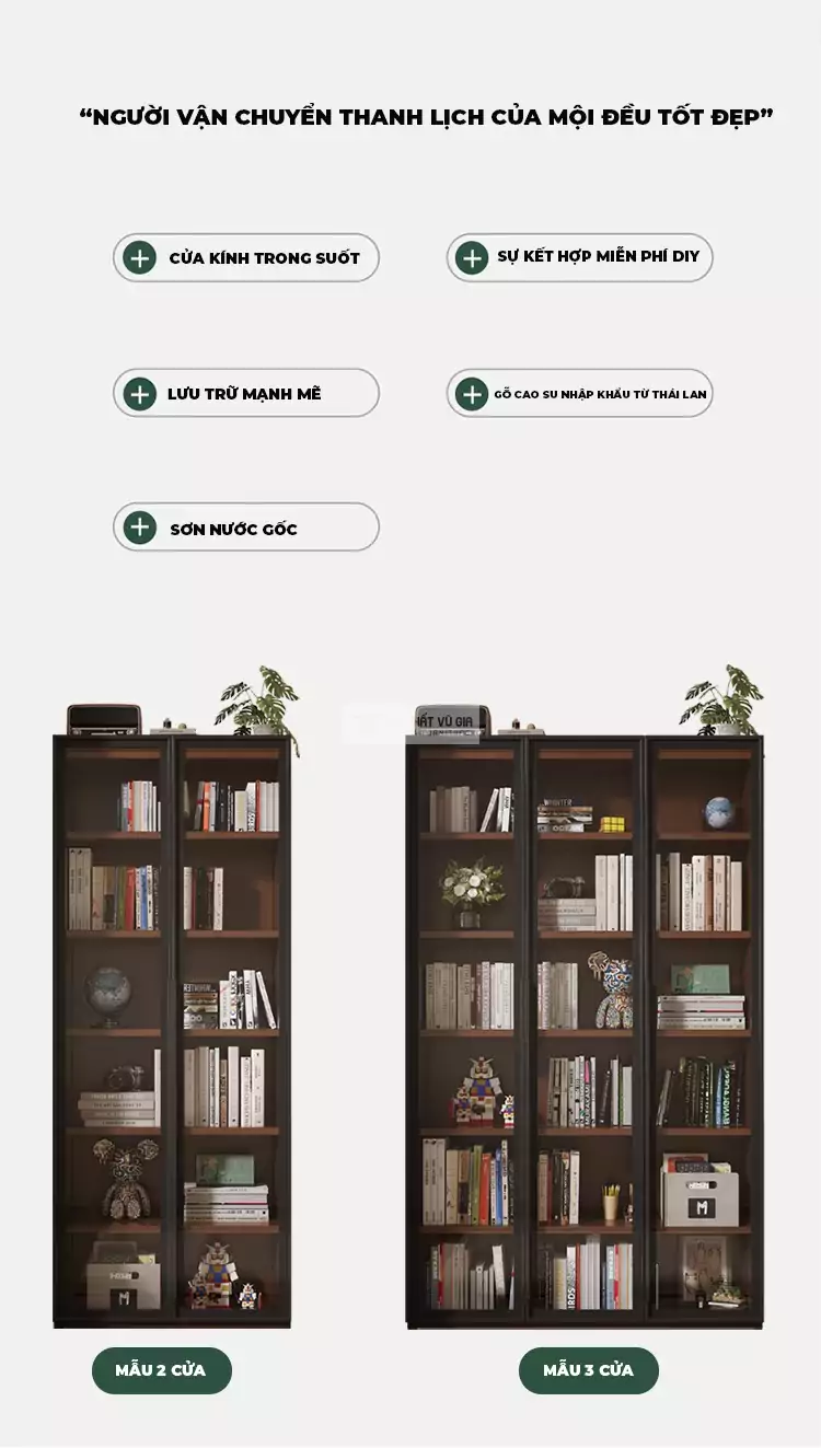 ưu điểm của Kệ s&aacute;ch gỗ tự nhi&ecirc;n kết hợp c&aacute;nh sang trọng SD45