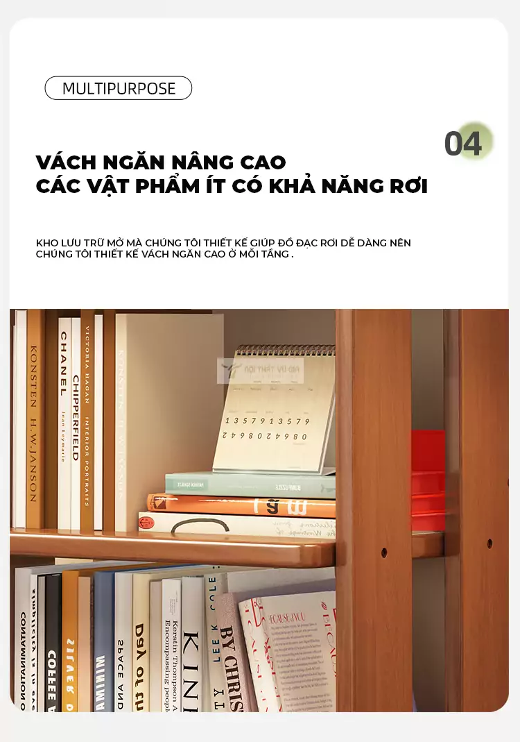 thiết kế ngăn tầng tinh tế của Kệ sách gỗ tự nhiên phong cách tối giản SD44