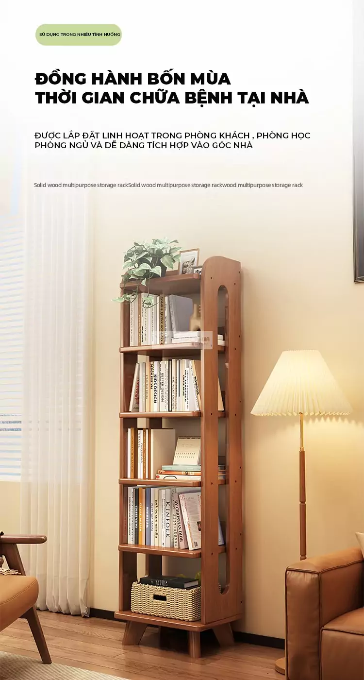 Kệ sách gỗ tự nhiên phong cách tối giản SD44