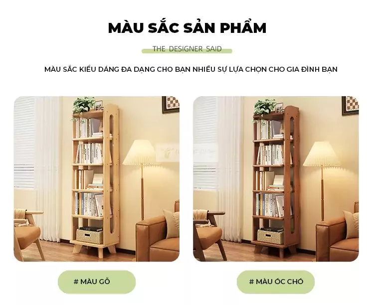 tùy chọn màu sắc của Kệ sách gỗ tự nhiên phong cách tối giản SD44