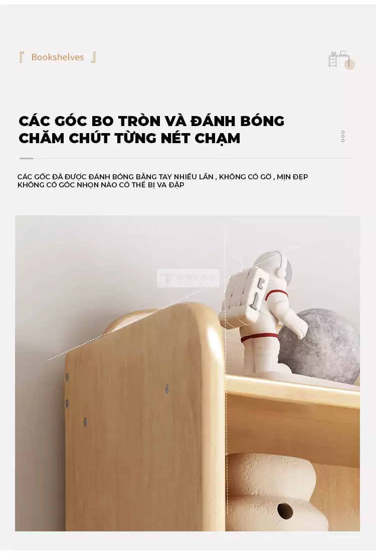 thiết kế bo góc an toàn của Kệ sách gỗ tự nhiên thiết kế đa lưu trữ SD42