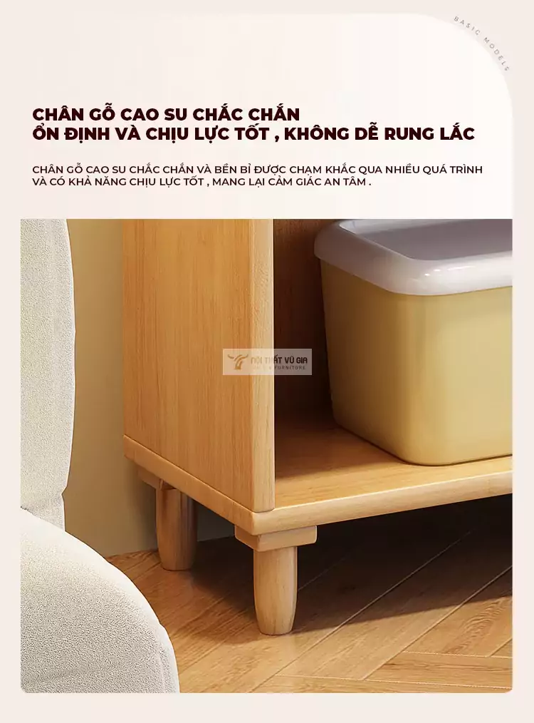 Kệ sách gỗ tự nhiên thiết kế hiện đại, tinh tế SD48 sử dụng chân gỗ chắc chắn