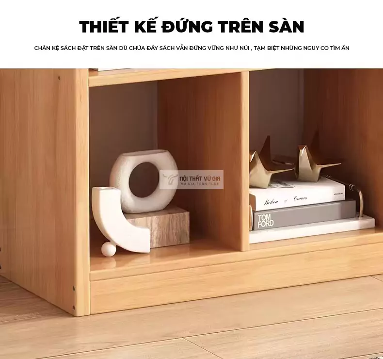 thiết kế chắc chắn của Kệ sách gỗ tự nhiên thiết kế nhiều ngăn SD47
