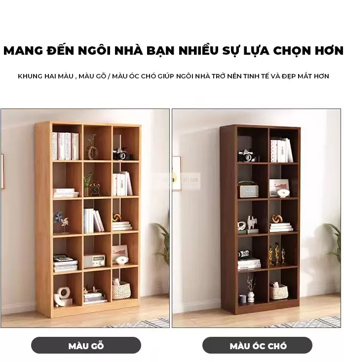 tùy chọn màu sắc của Kệ sách gỗ tự nhiên thiết kế nhiều ngăn SD47