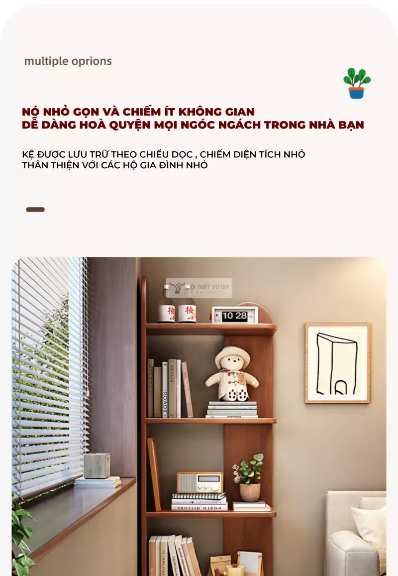 thiết kế nhỏ gọn của Kệ sách gỗ tự nhiên tối giản SD41