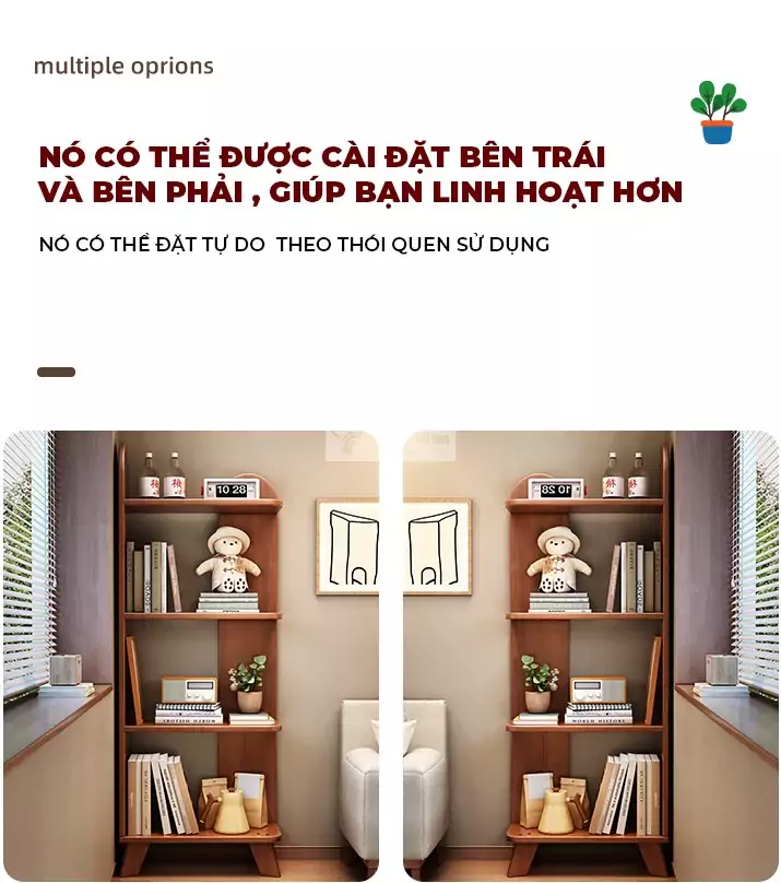 tùy chỉnh linh hoạt với Kệ sách gỗ tự nhiên tối giản SD41