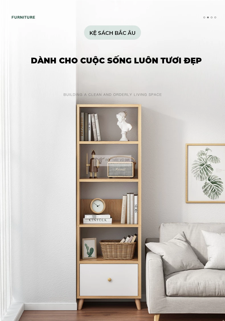 Kệ sách phong cách tối giản kết hợp tủ SD99