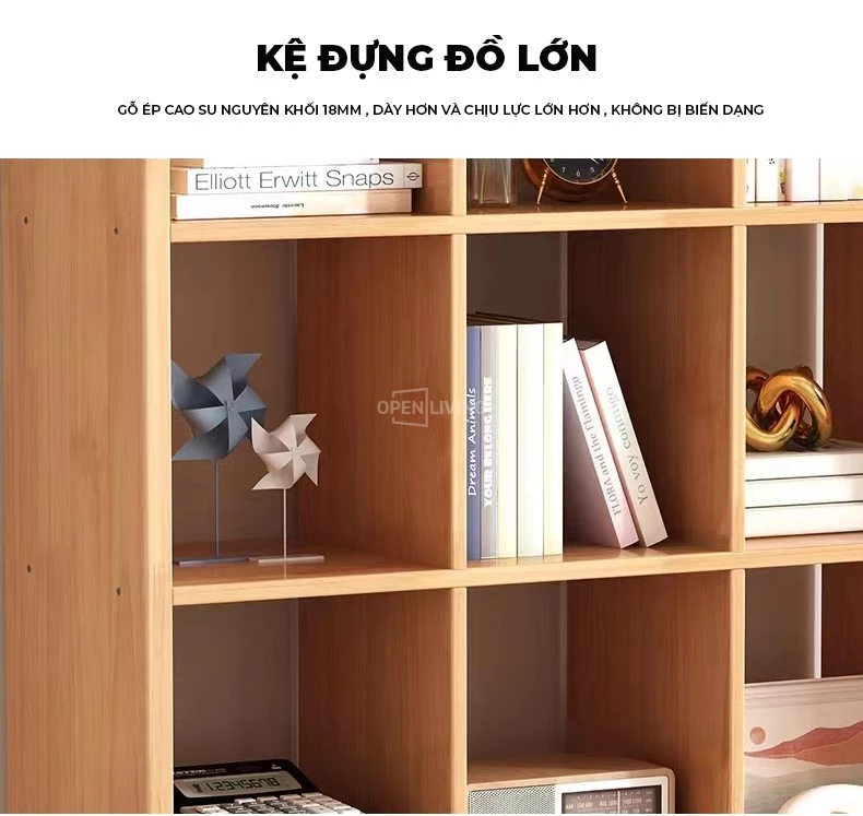 Kệ sách trang trí OpenLiving OTT 027 với thiết kế tổ ong độc đáo, làm từ gỗ tự nhiên, mang đến vẻ đẹp hiện đại và độc đáo. Kệ có nhiều ngăn chứa, giúp bạn dễ dàng sắp xếp sách và đồ trang trí một cách sáng tạo, tạo điểm nhấn cho không gian sống của bạn.