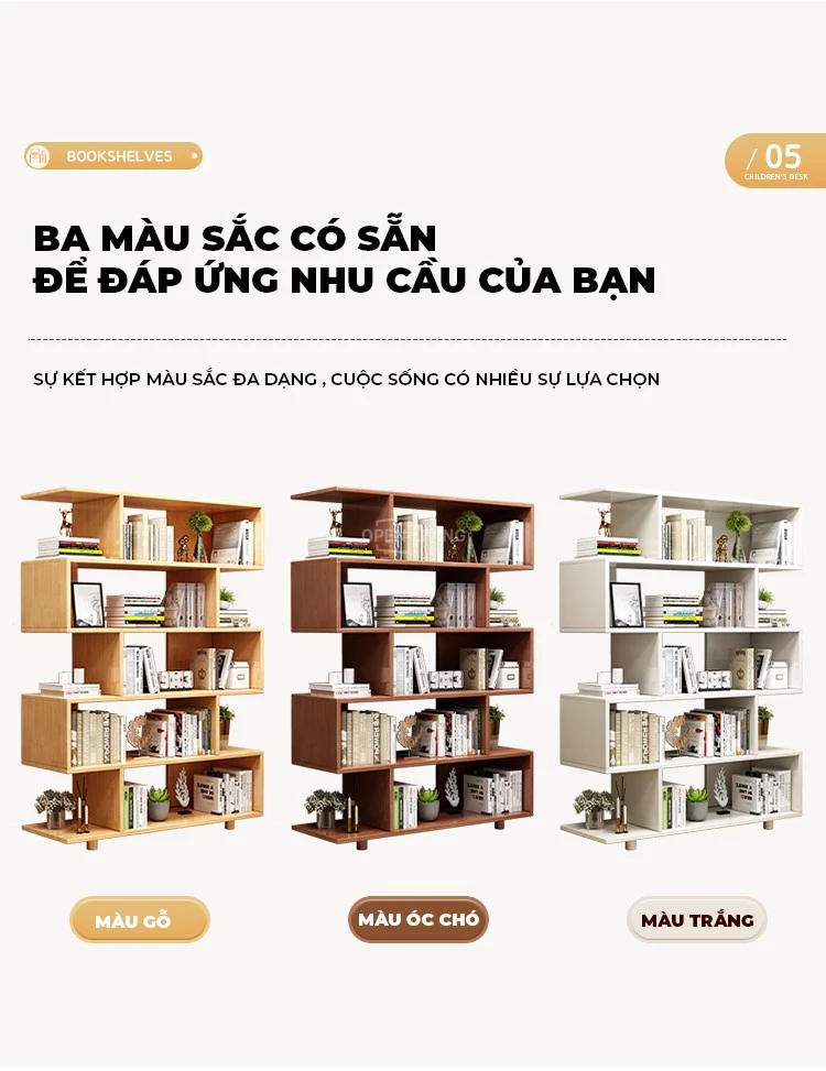 Kệ sách trang trí OpenLiving OTT 024 làm từ gỗ tự nhiên với nhiều ngăn chứa linh hoạt, giúp tối ưu hóa không gian lưu trữ và bày trí. Thiết kế hiện đại, phù hợp với mọi phong cách nội thất, mang lại vẻ đẹp sang trọng và tiện ích cho không gian sống của bạn.