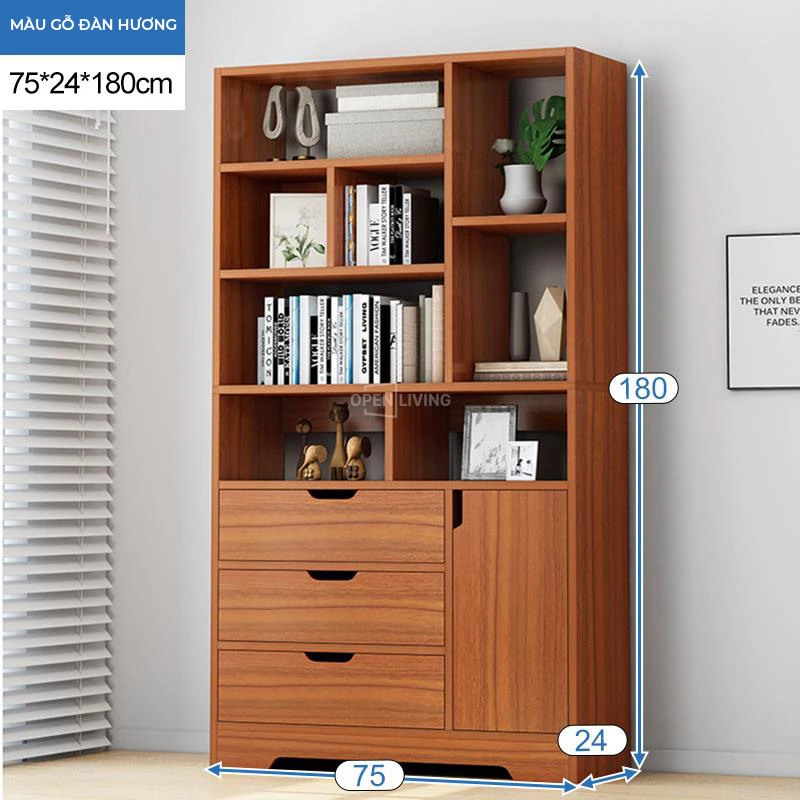 Kệ sách trang trí OpenLiving OTT 030 tích hợp tủ lưu trữ hiện đại và thiết kế đáng yêu, phù hợp với mọi không gian sống. Sản phẩm làm từ gỗ tự nhiên, mang lại vẻ đẹp tươi mới và tiện ích, giúp bạn sắp xếp sách và đồ dùng một cách gọn gàng và thẩm mỹ.