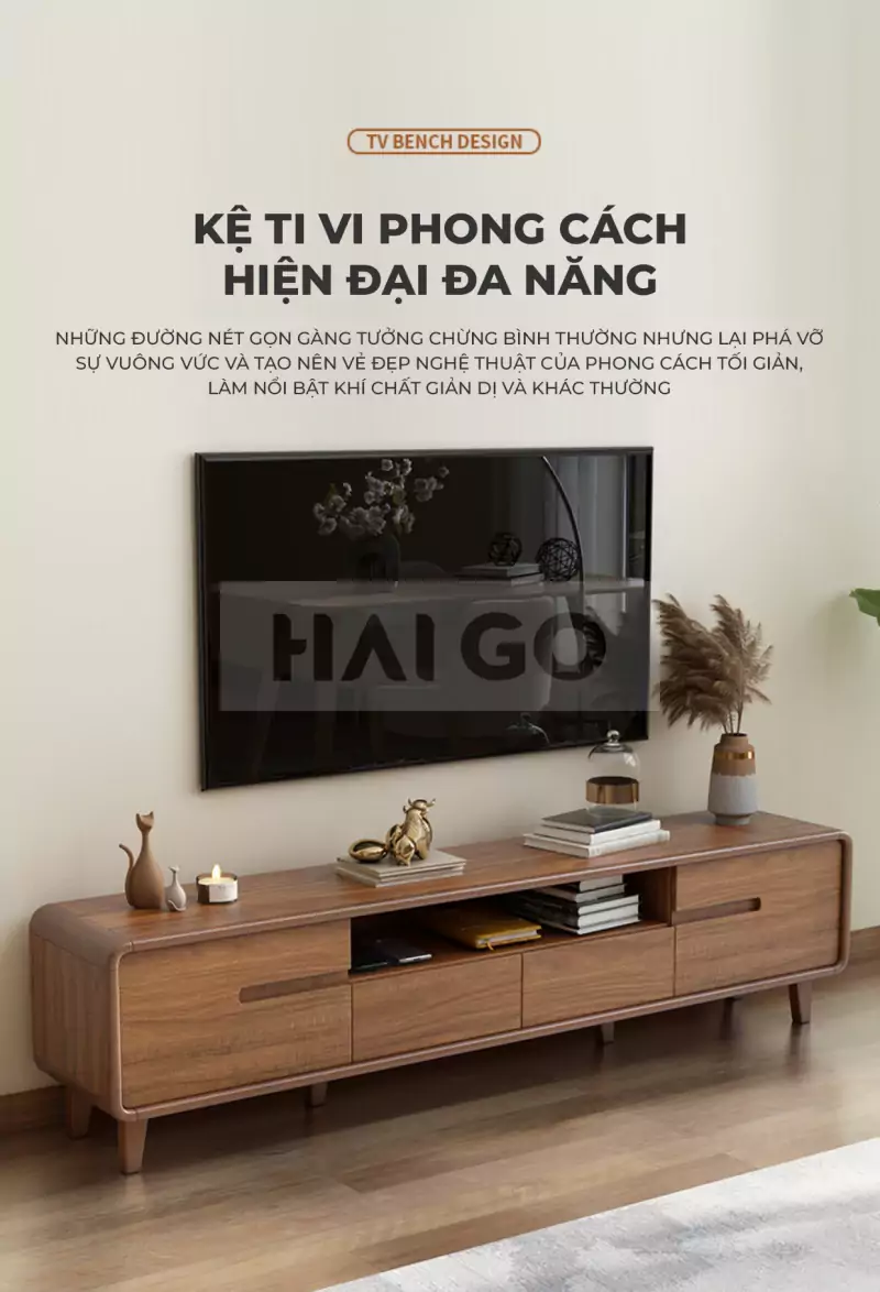 Kệ tivi Gỗ Tự Nhiên Đa Năng Haigo KTV020