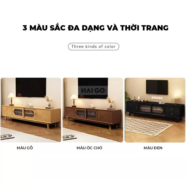 Kệ Tivi Gỗ Tự Nhiên Kết Hợp Haigo KTV173
