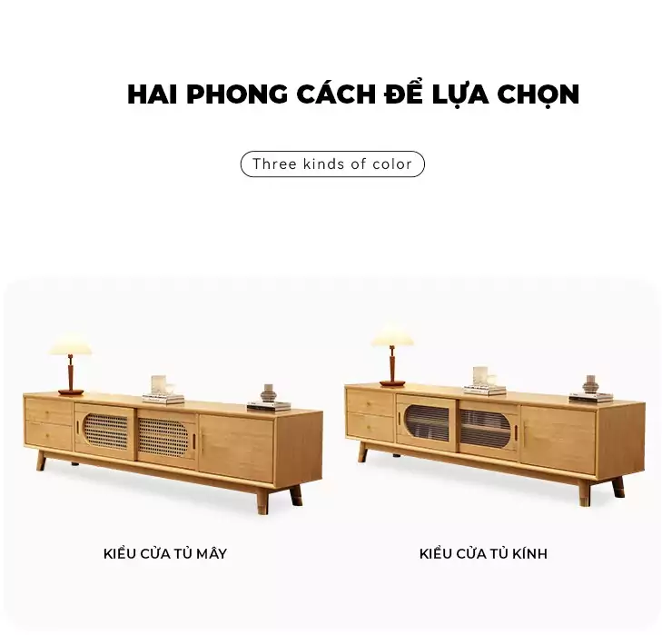 Kệ Tivi Gỗ Tự Nhiên Kết Hợp Haigo KTV173
