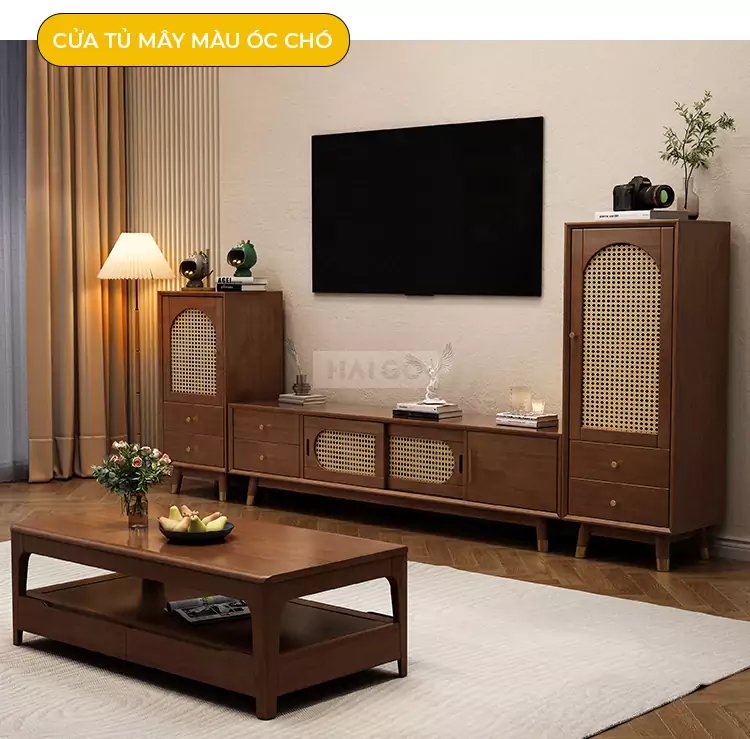 Kệ Tivi Gỗ Tự Nhiên Kết Hợp Haigo KTV173