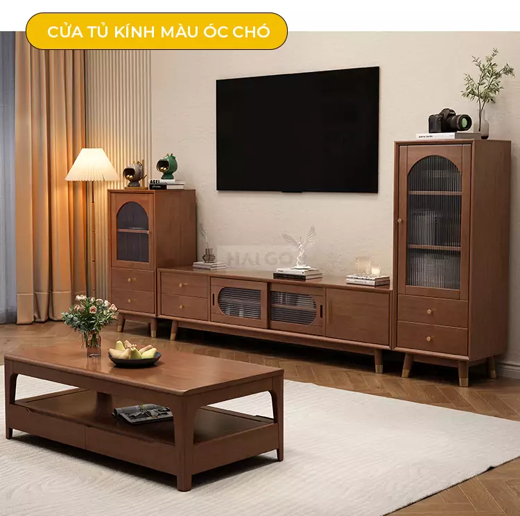 Kệ Tivi Gỗ Tự Nhiên Kết Hợp Haigo KTV173