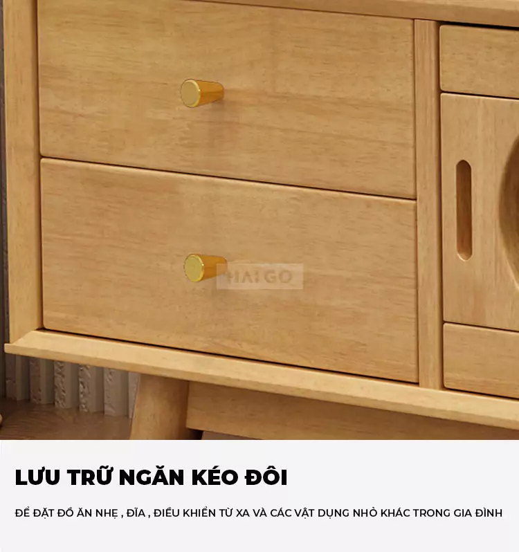 Kệ Tivi Gỗ Tự Nhiên Kết Hợp Haigo KTV173