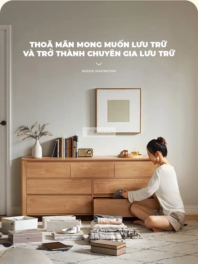 lưu trữ đa năng với Kệ tivi gỗ tự nhiên phong cách tối giản LV57