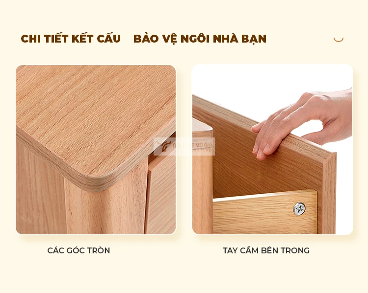 chi tiết thiết kế của Kệ tivi gỗ tự nhiên phong cách tối giản LV57