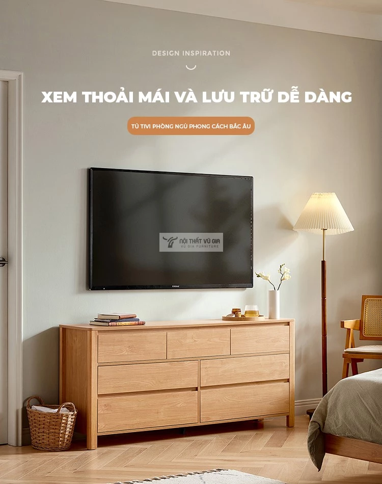 Kệ tivi gỗ tự nhiên phong cách tối giản LV57