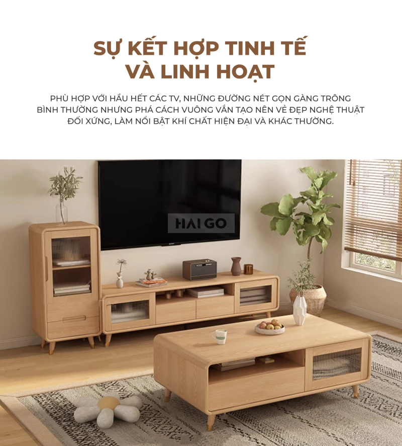 Kệ Tivi Gỗ Tự Nhiên Sang Trọng Haigo KTV241