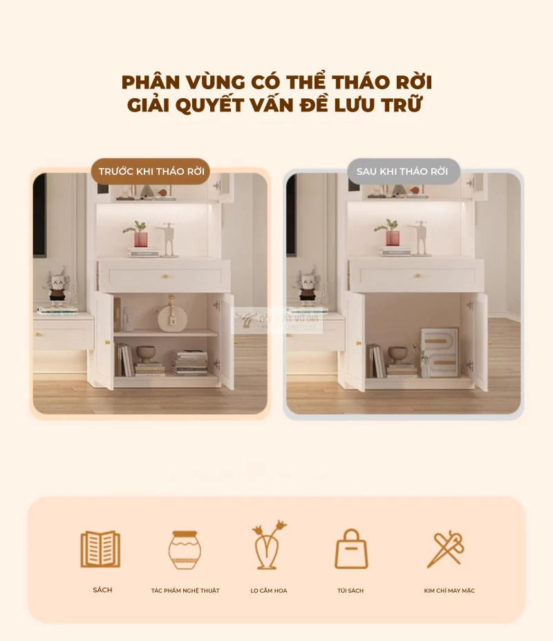 thiết kế linh hoạt của Kệ tivi kết hợp đa năng hiện đại LV64