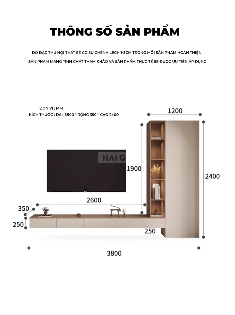 Kệ Tivi Kêt Hợp Hệ Tủ Hiện Đại Haigo KTV261