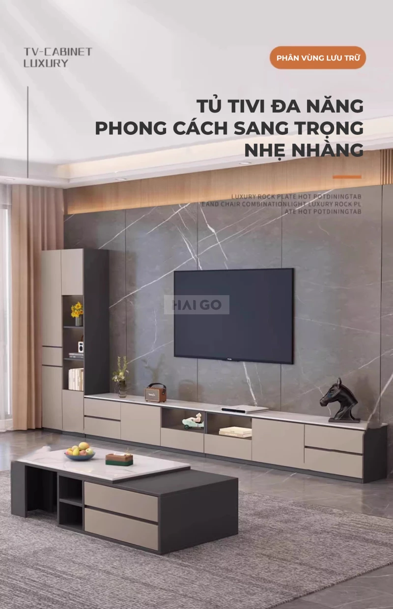 Kệ Tivi Kết Hợp Tủ Lưu Trữ Tiện Lợi Phòng Khách Haigo KTV246