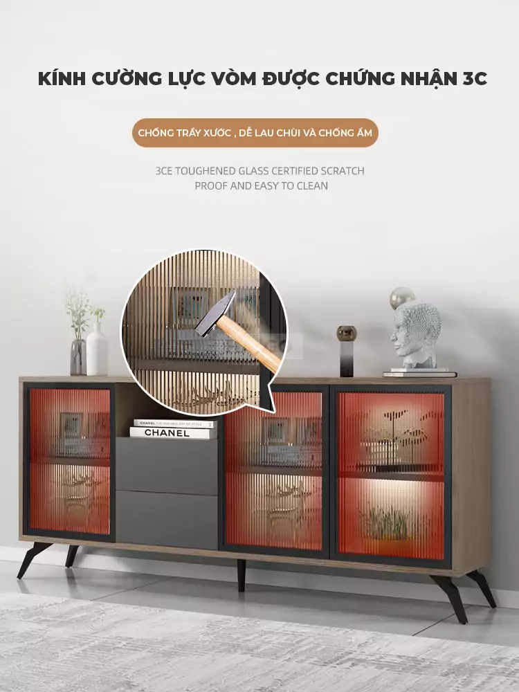 Kệ Tivi Khung Thép Cánh Kính Sang Trọng Haigo KTV148