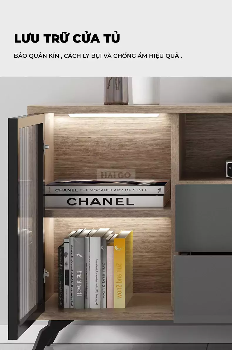 Kệ Tivi Khung Thép Cánh Kính Sang Trọng Haigo KTV148