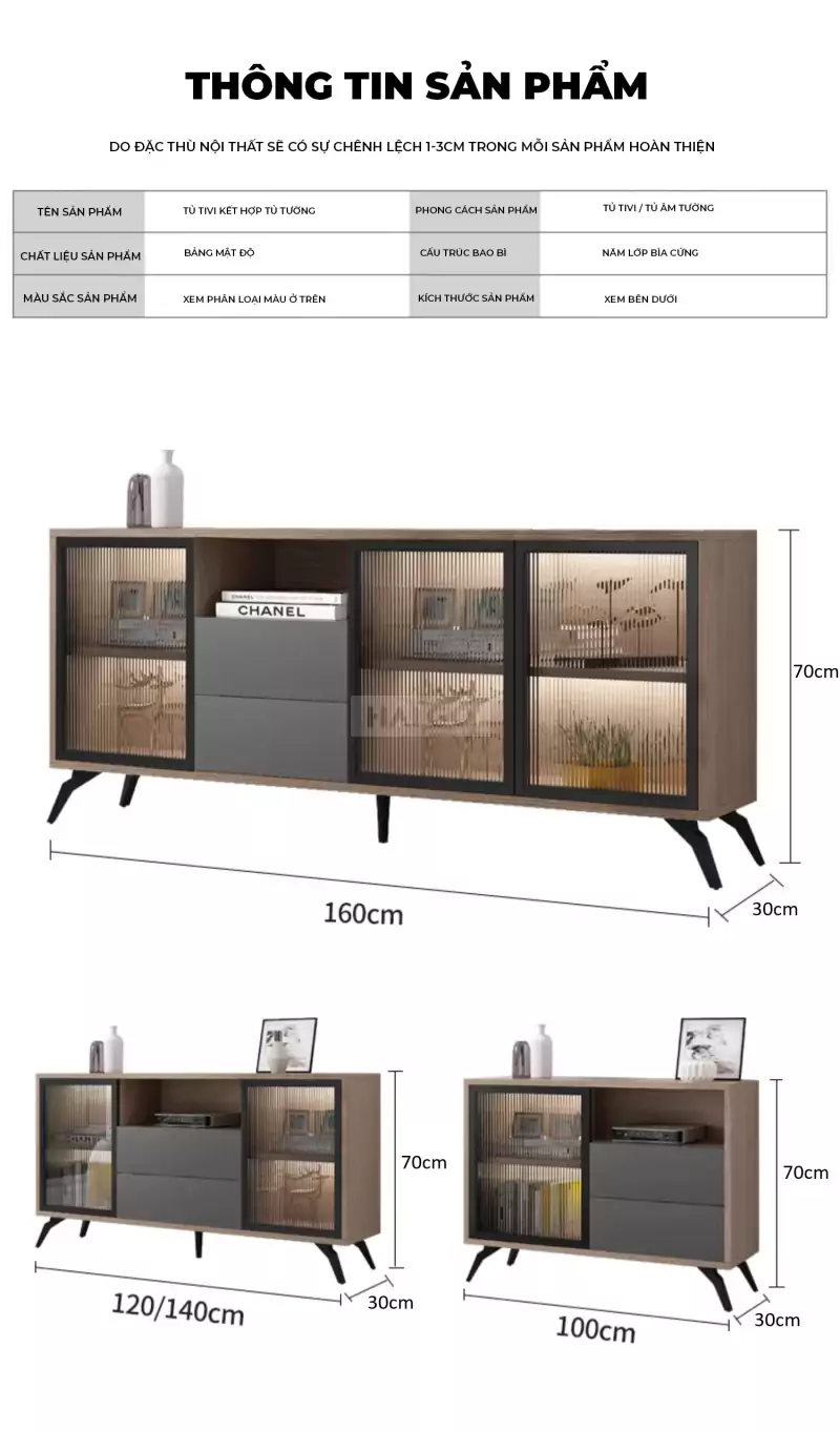 Kệ Tivi Khung Thép Cánh Kính Sang Trọng Haigo KTV148