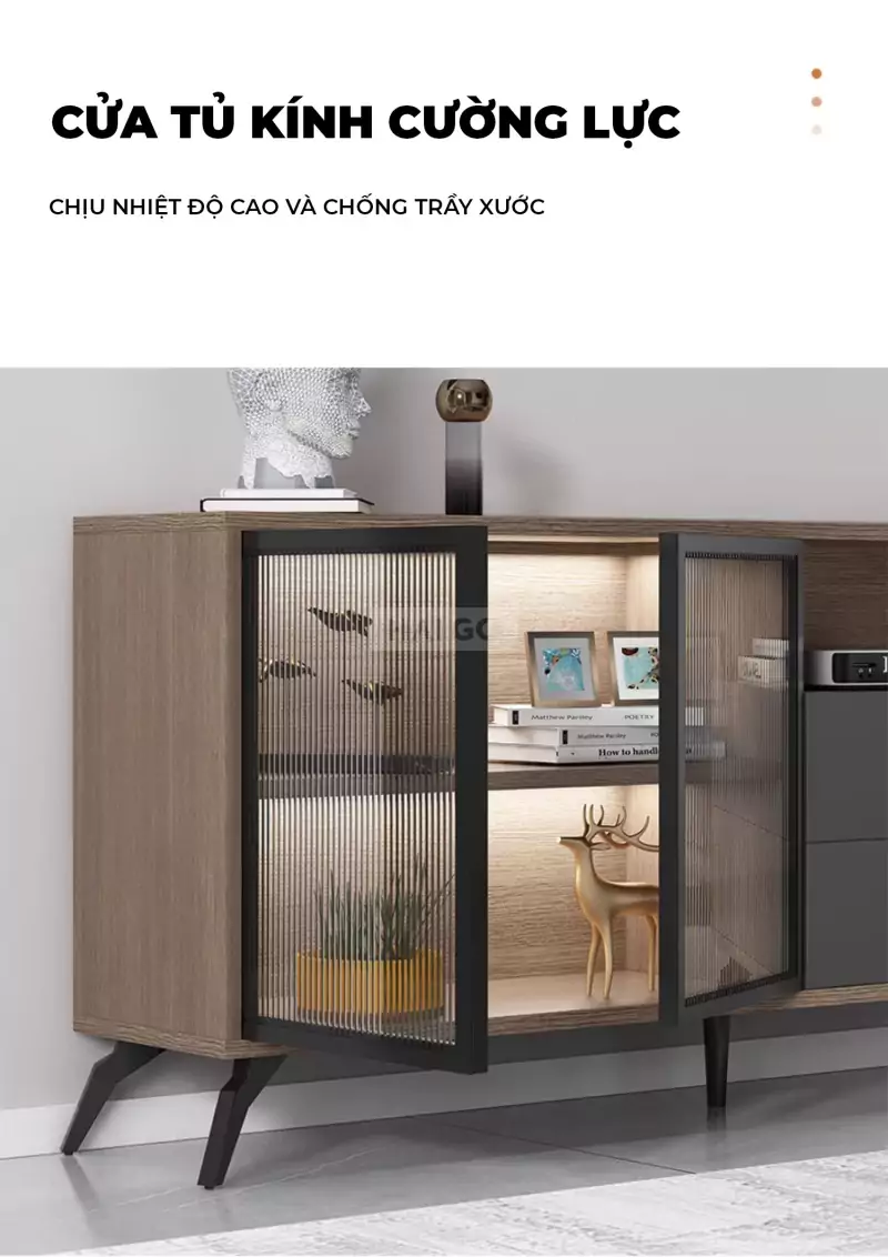 Kệ Tivi Khung Thép Cánh Kính Sang Trọng Haigo KTV148