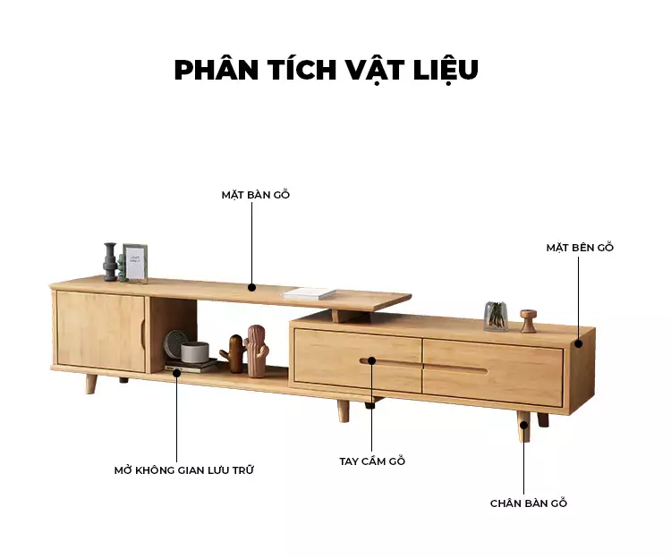 Kệ Tivi Linh Hoạt Hiện Đại Gỗ Tự Nhiên Haigo KTV176