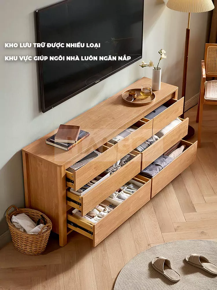 Kệ Tivi Phong Cách Bắc Âu Gỗ Tự Nhiên Haigo KTV107